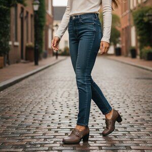 Natural Soul Pumps Womens Carlo Brown 9.5 Slip On Loafer Shoe Stretch Buckle